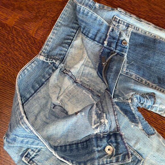 Vintage 1960’s Rare Original Repairs Patchwork Flair Jeans Women’s Misses Petite - Picture 11 of 16